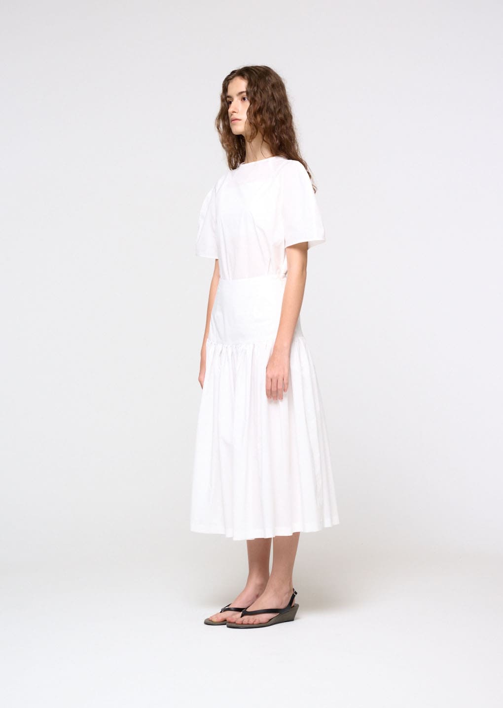 shirring culotte pants, white