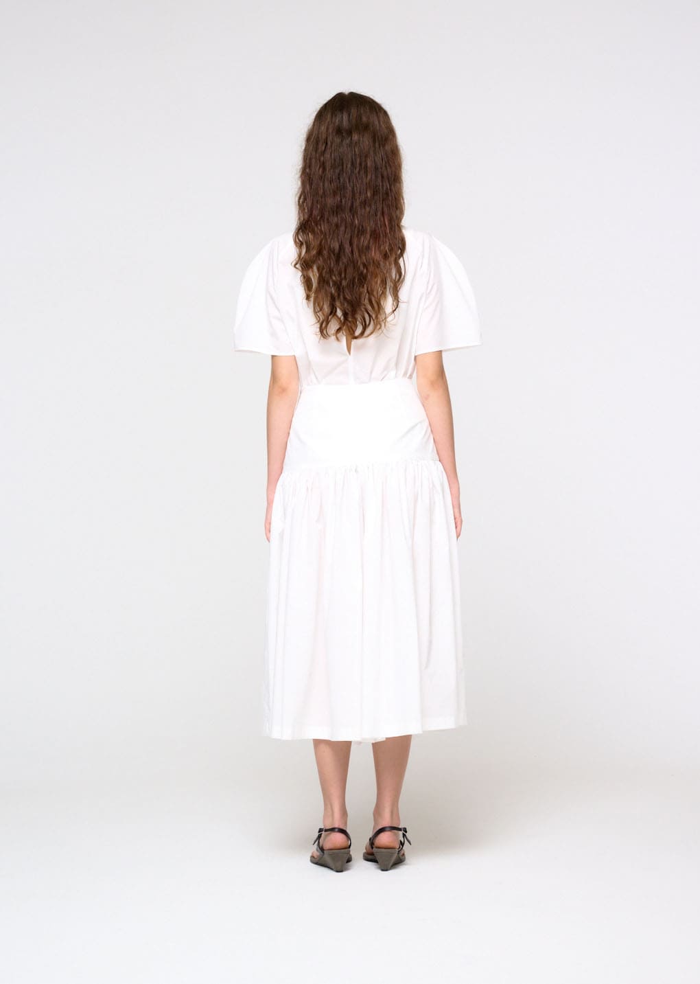 shirring culotte pants, white