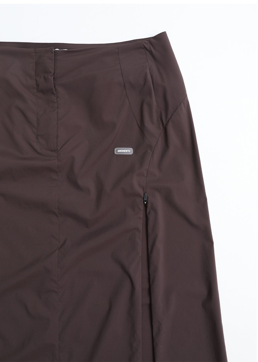 side vent long skirt, brown