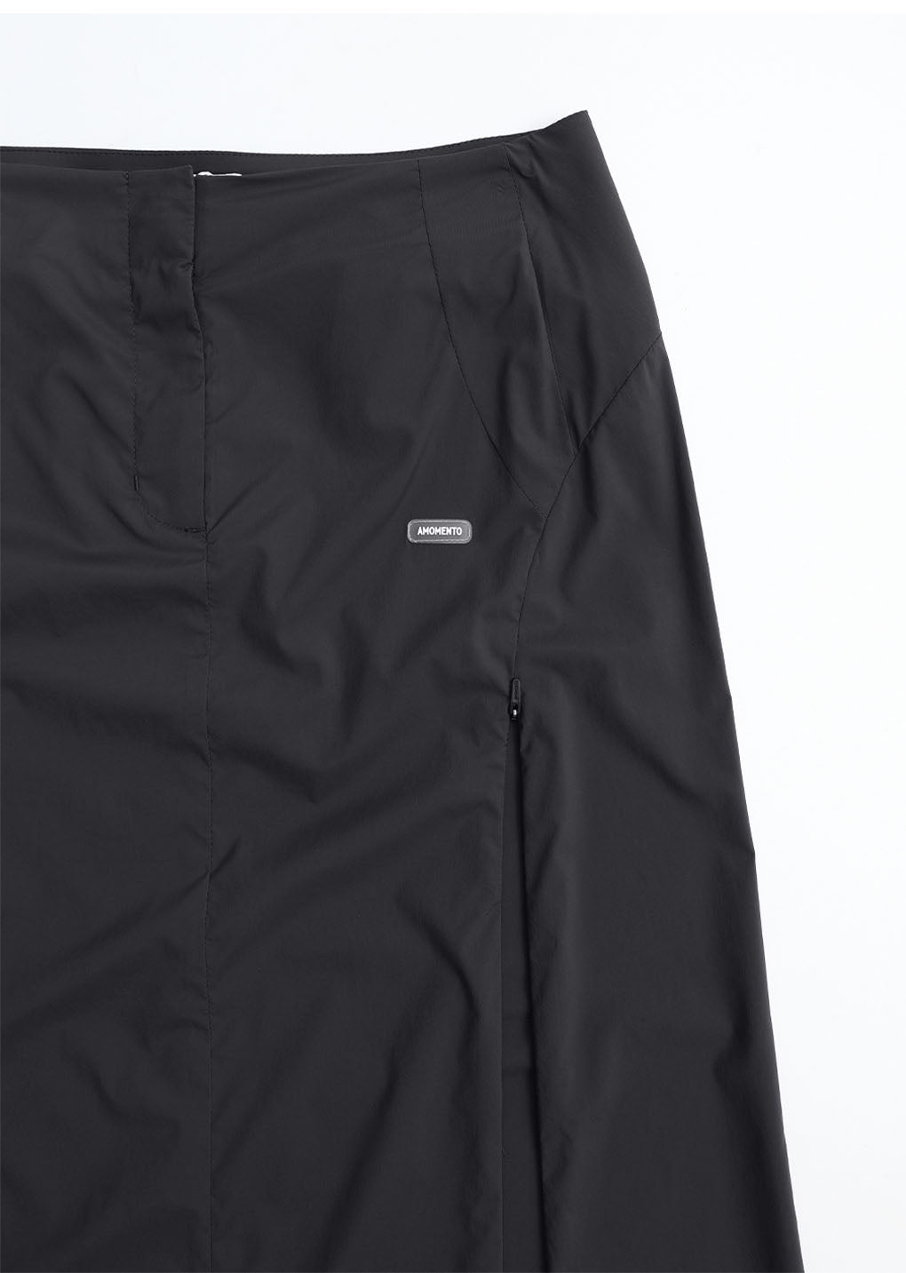 side vent long skirt, charcoal