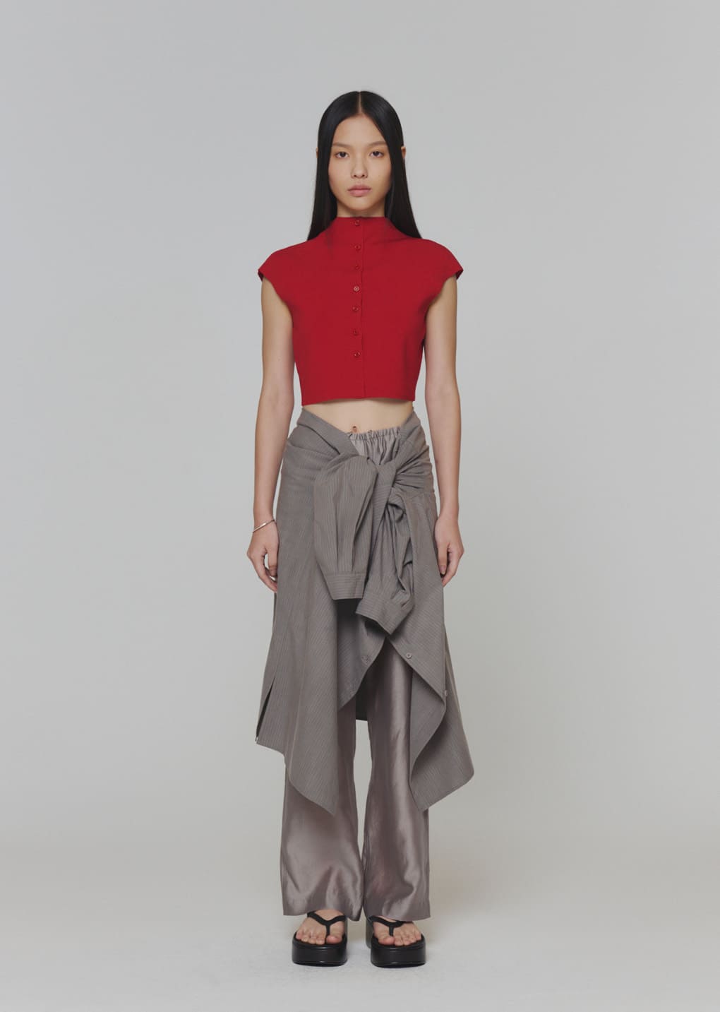 【AMOMENTO】25ss silky banding pants Amomento Silky Banding Pants in Grey – No.6 Store