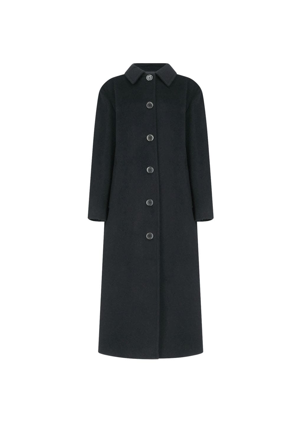 single breasted maxi long coat, black