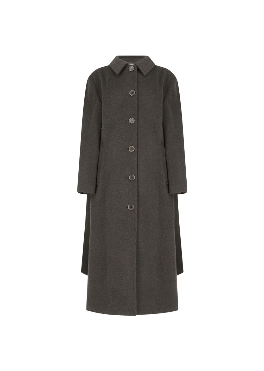 single breasted maxi long coat, dark brown