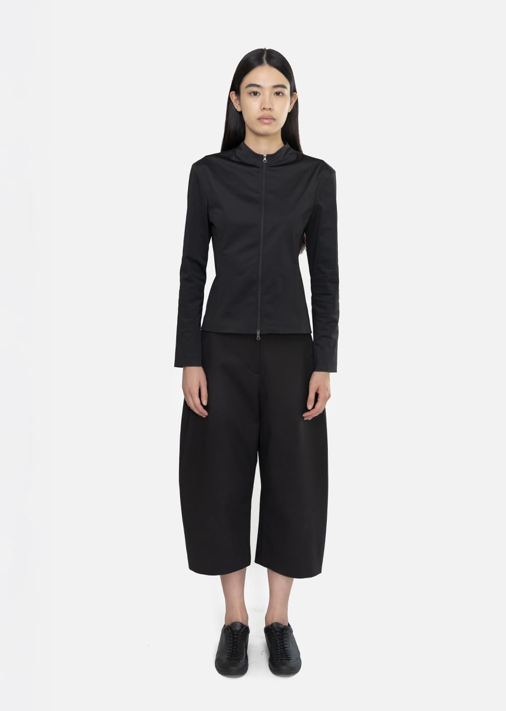 slim fit zip up jumper, black