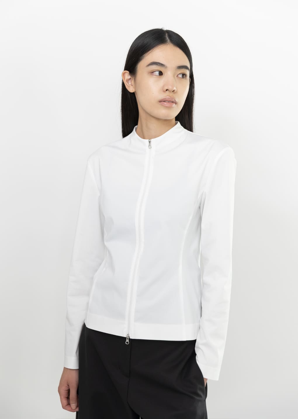 slim fit zip up jumper, white
