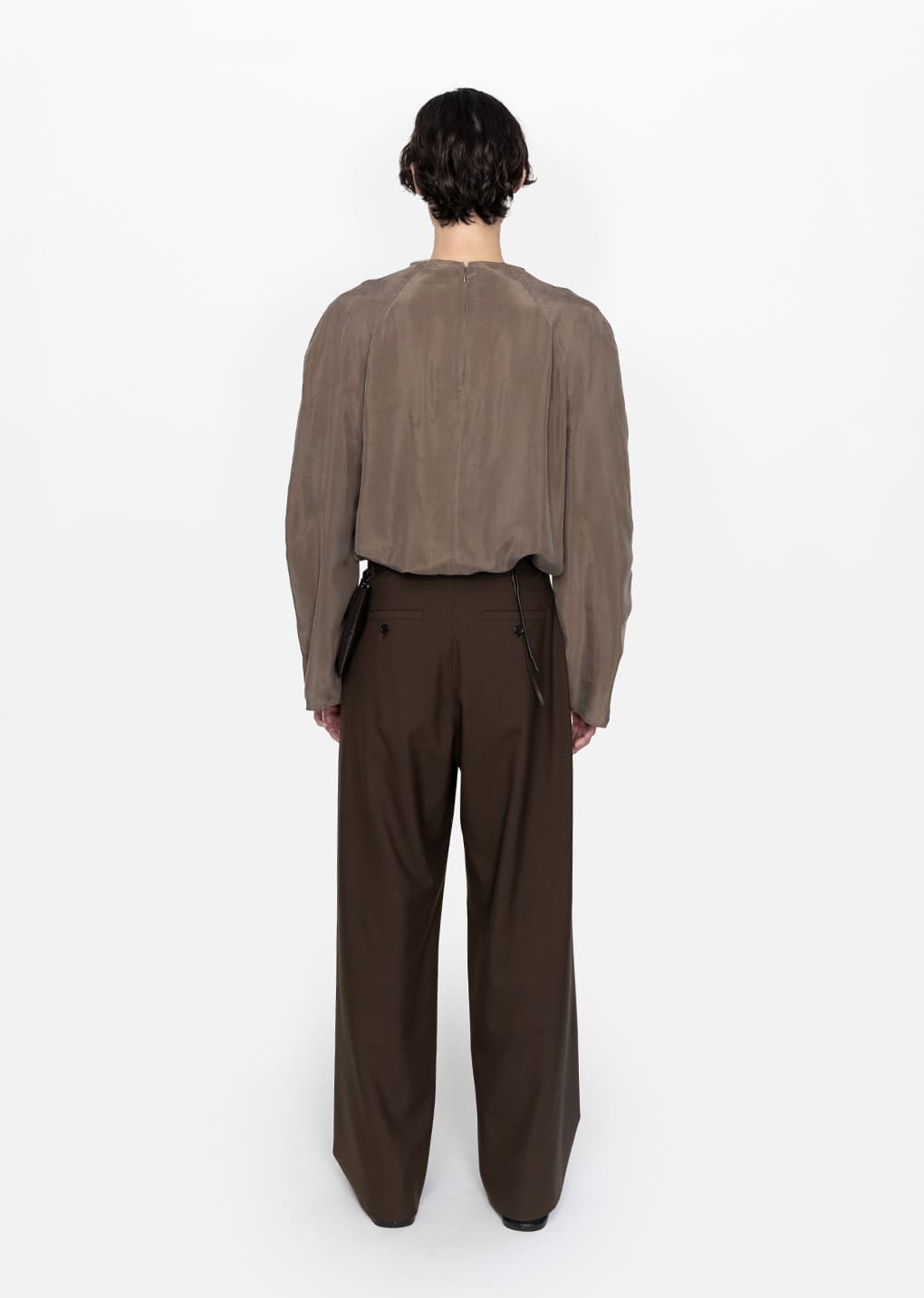 slim leather belt bag, dark brown