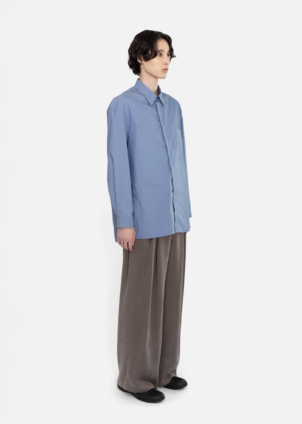 square pocket oversized shirt, blue