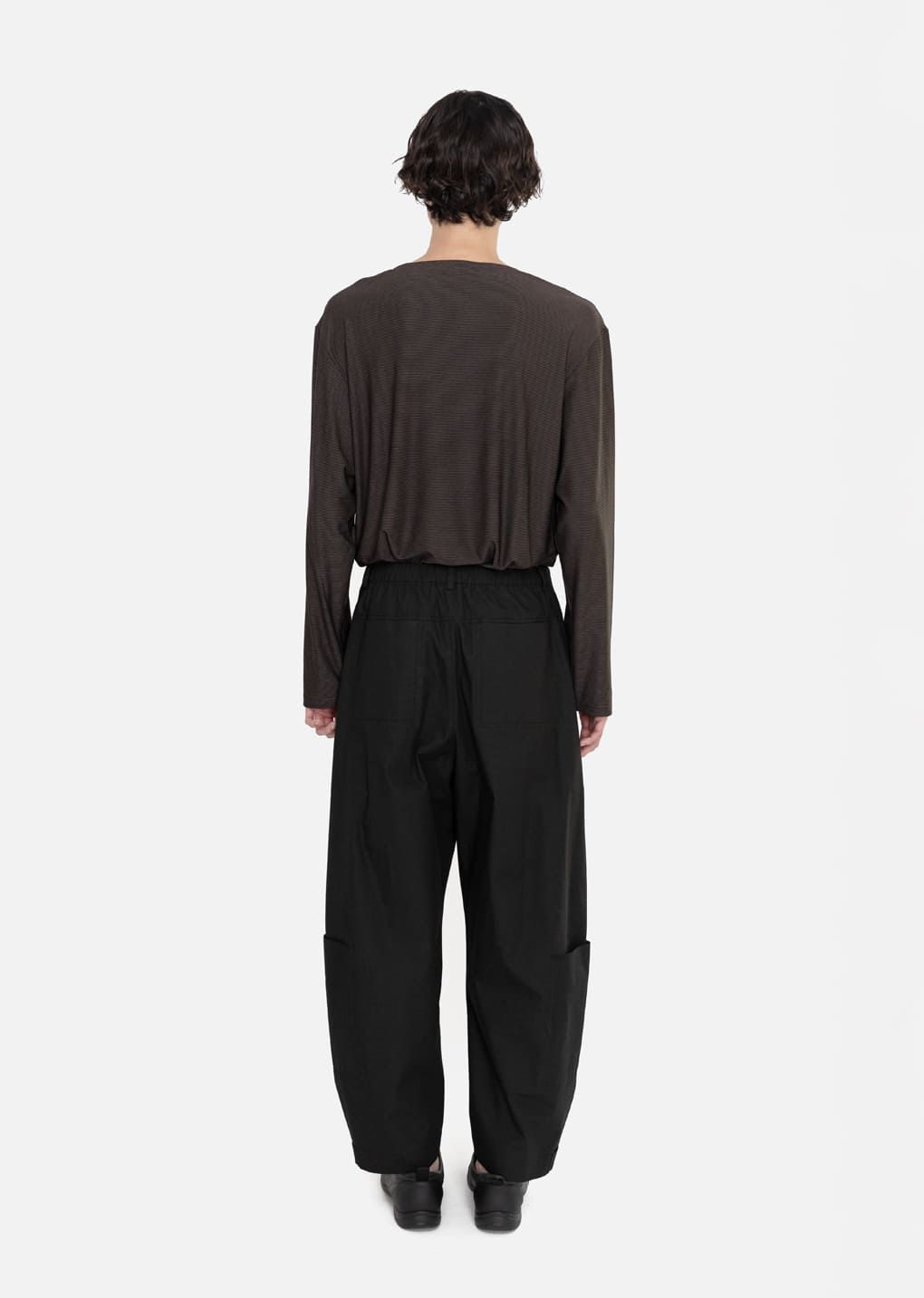 stripe boat neck long sleeve, dark brown
