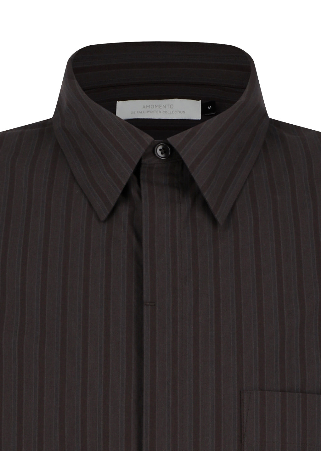 stripe square pocket oversized shirts, brown