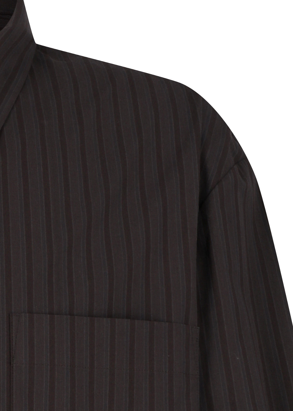 stripe square pocket oversized shirts, brown
