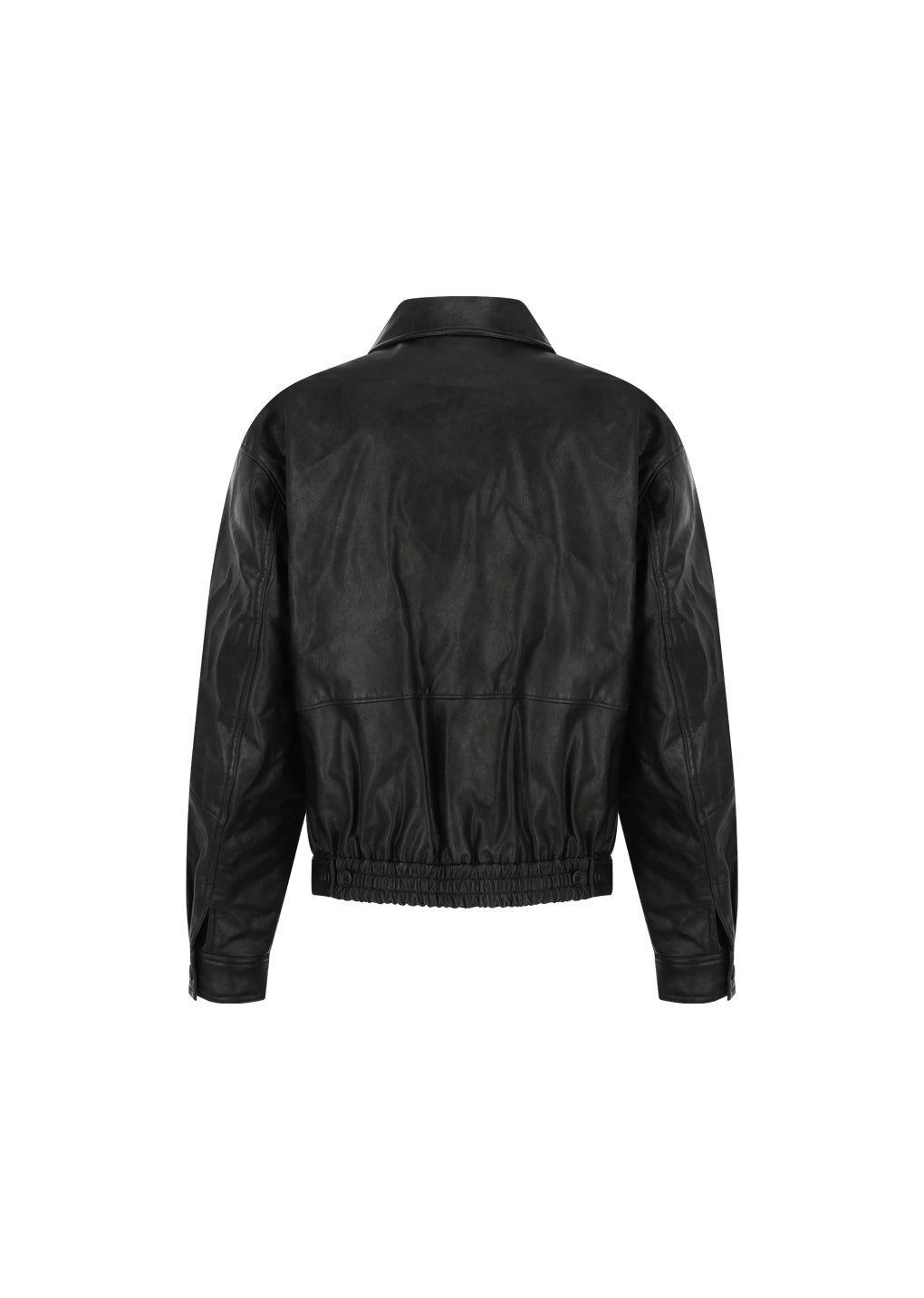 synthetic leather blouson, black