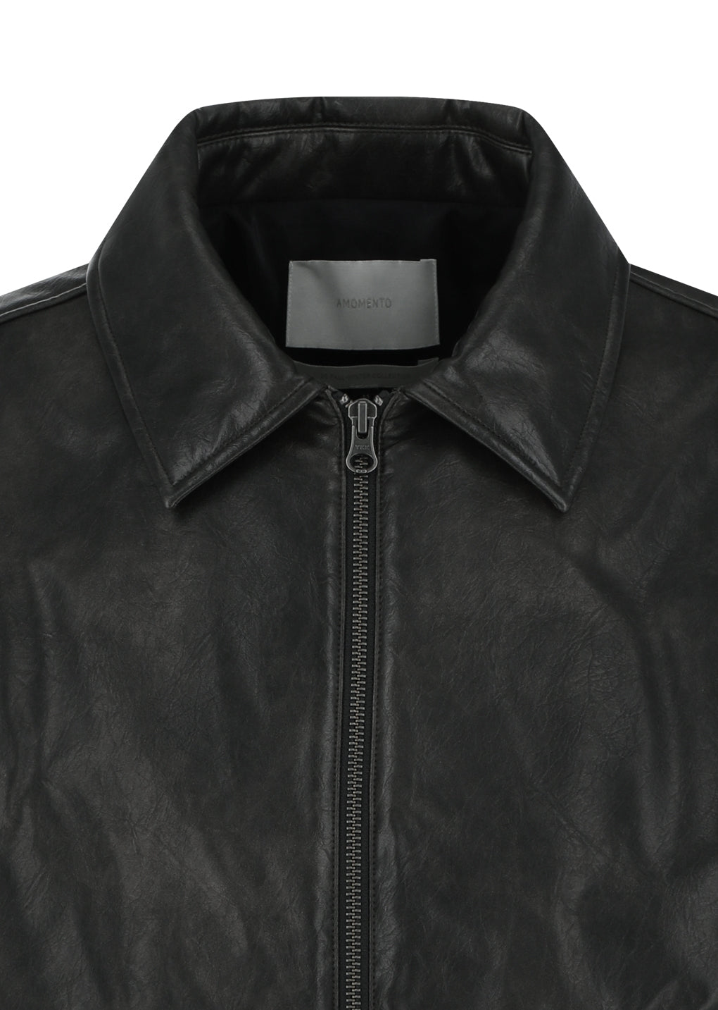 synthetic leather blouson, black