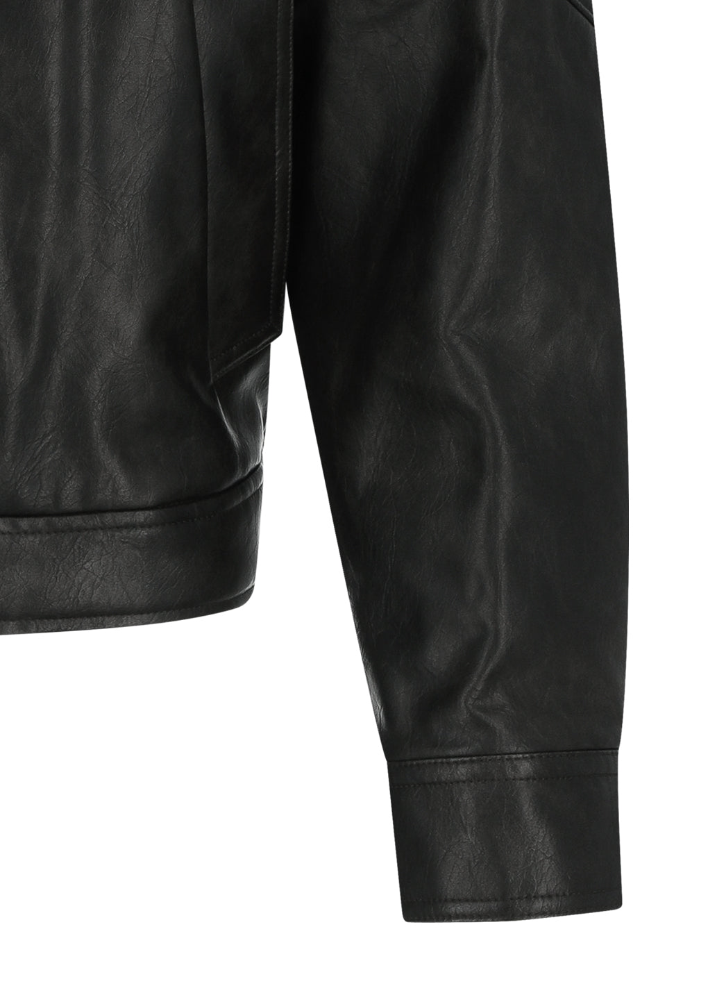 synthetic leather blouson, black