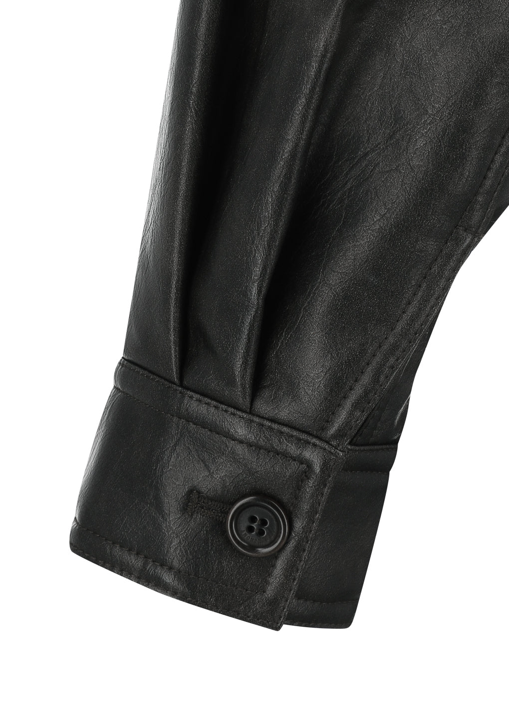 synthetic leather blouson, black