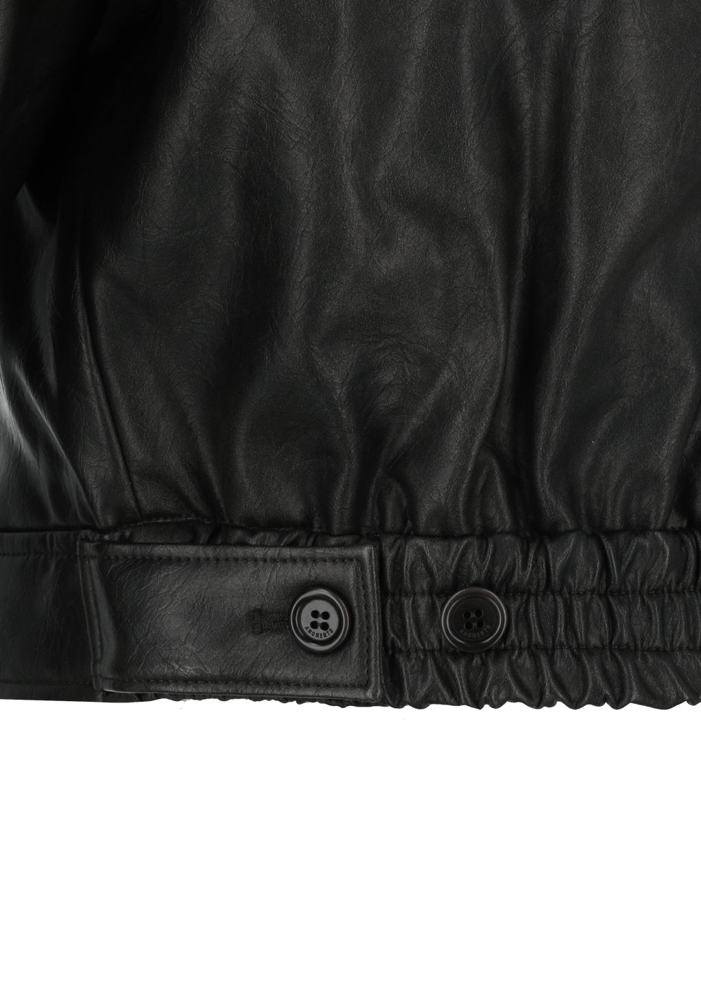 synthetic leather blouson, black