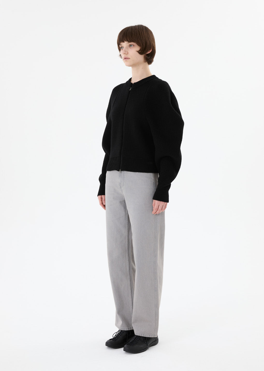 wholegarment half zip up, black