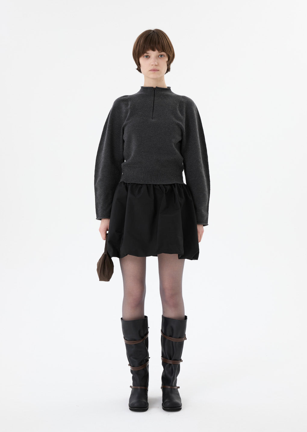 wholegarment half zip up, charcoal
