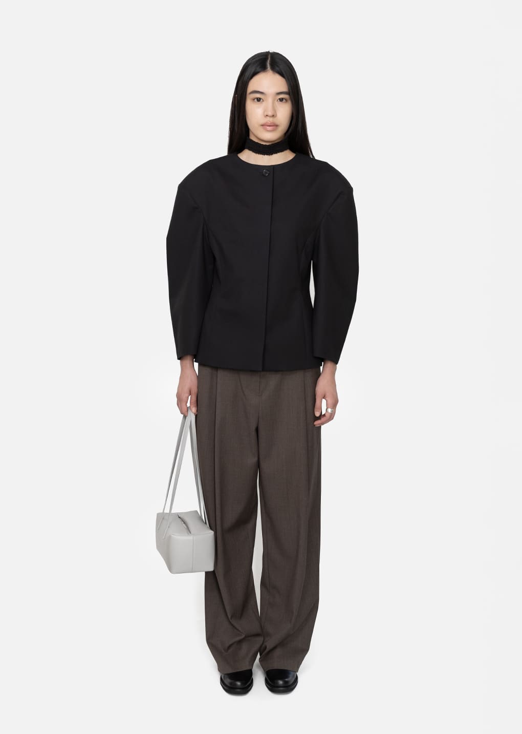 wide tuck pants, brown