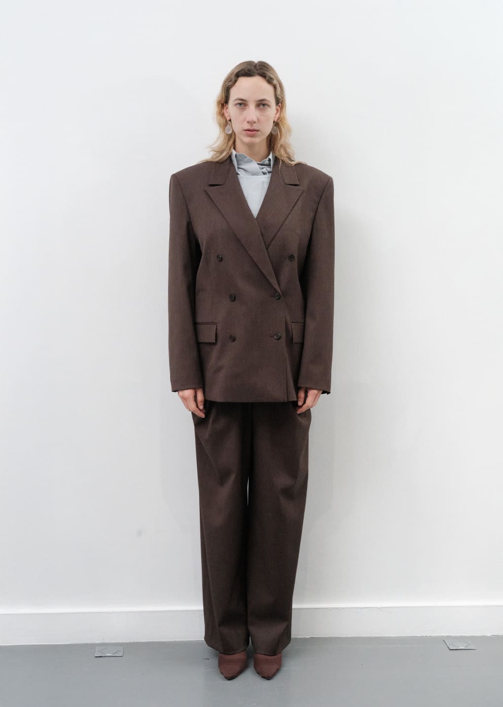 wide tuck pants, brown hover
