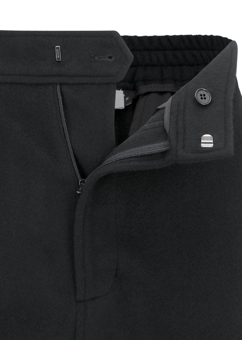 wool banding jogger pants, black