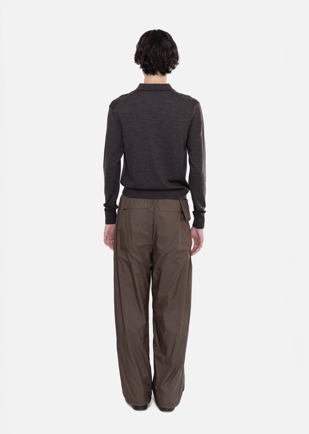 wool collar knit, charcoal