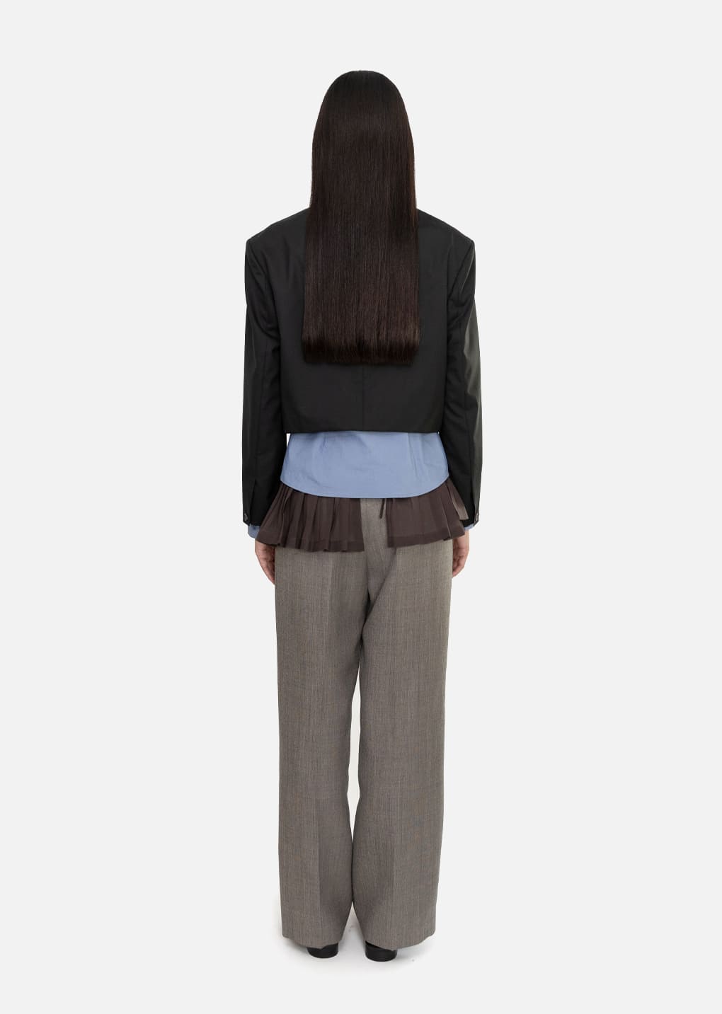wool flared pants, grey beige