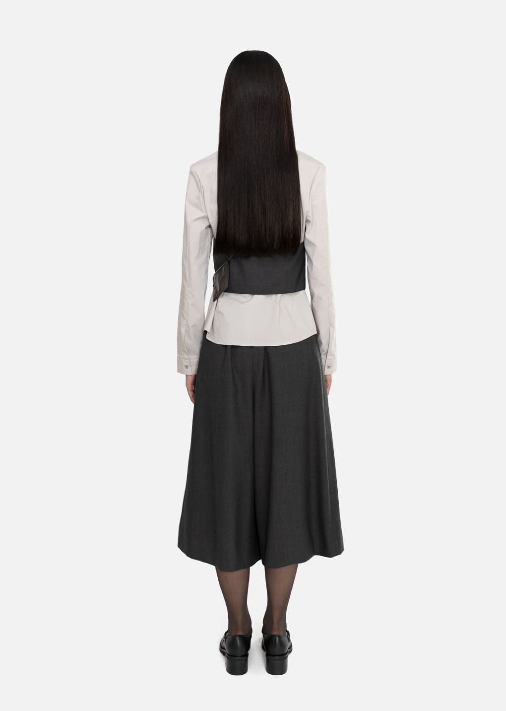 wool halterneck top, charcoal