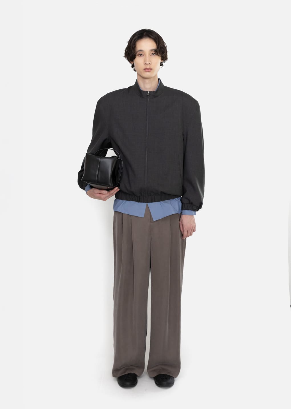 wool oversize blouson, charcoal