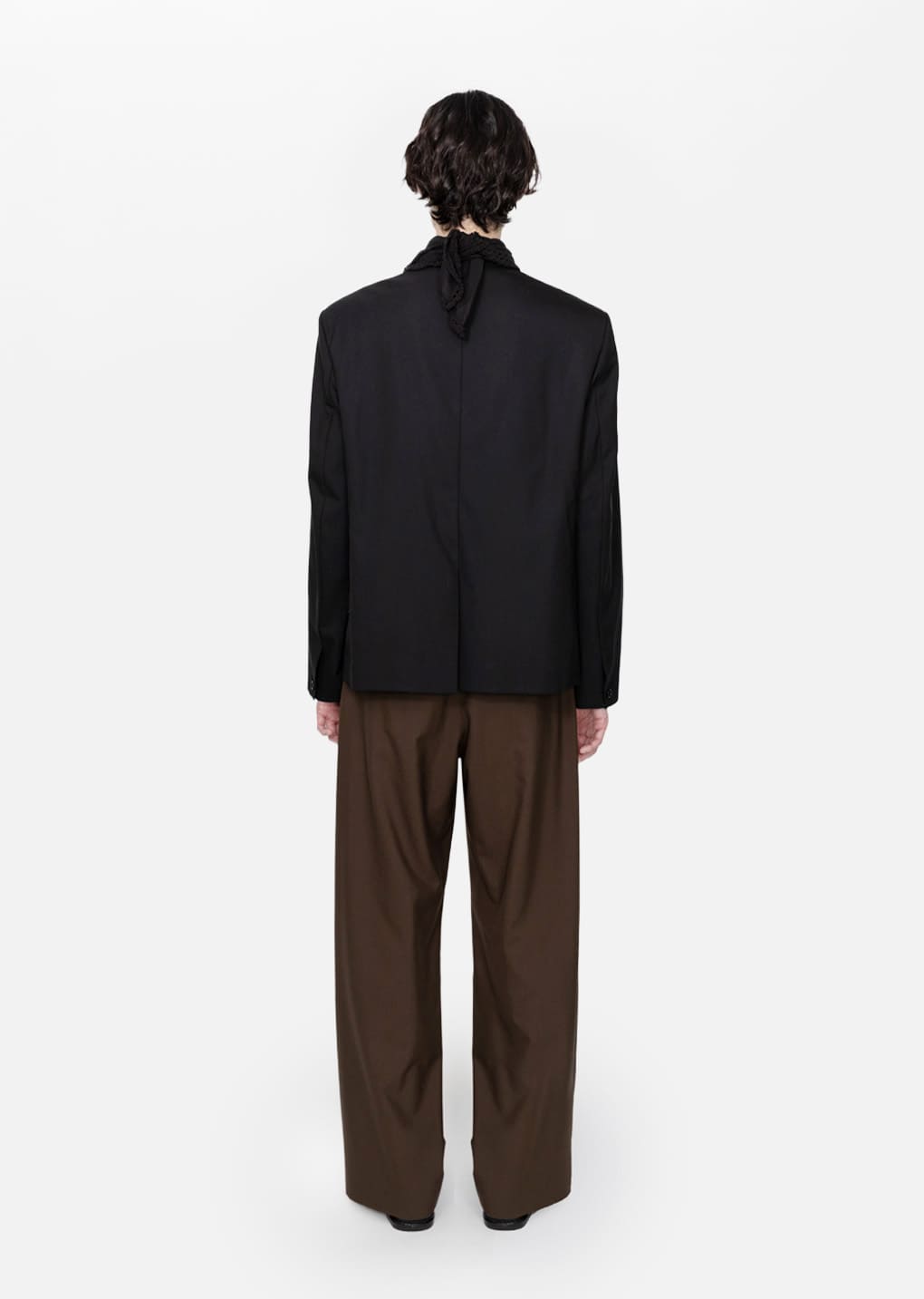wool wide pants, khaki brown