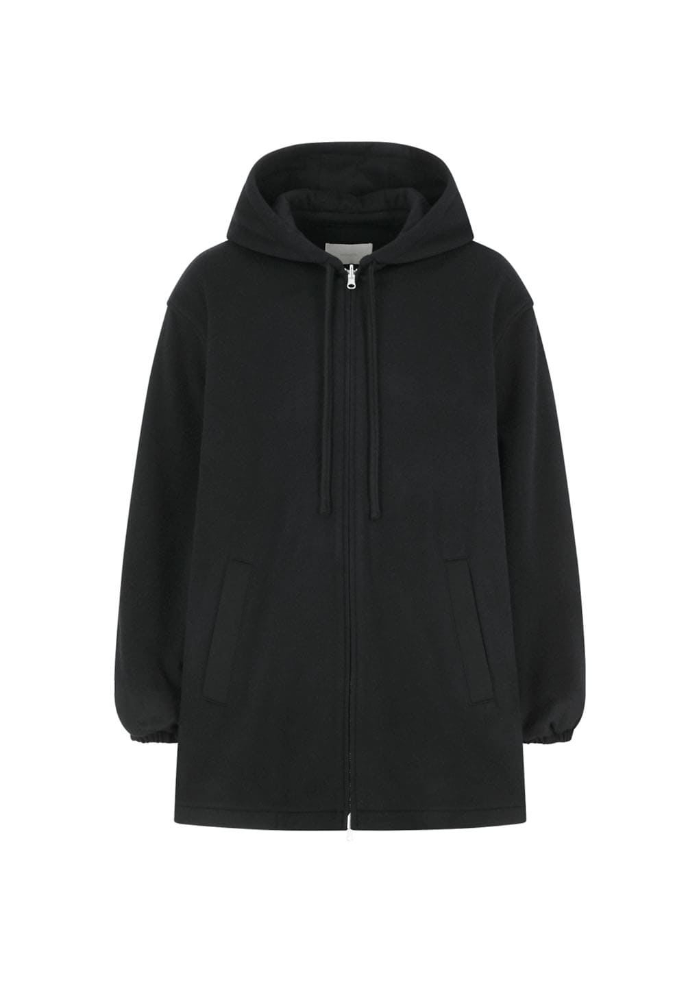 wool zip up poncho, black