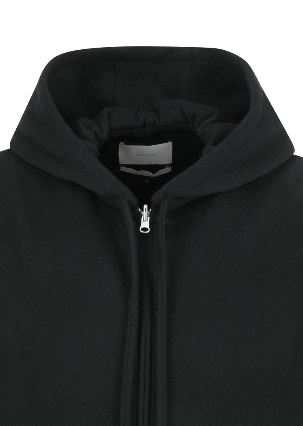 wool zip up poncho, black