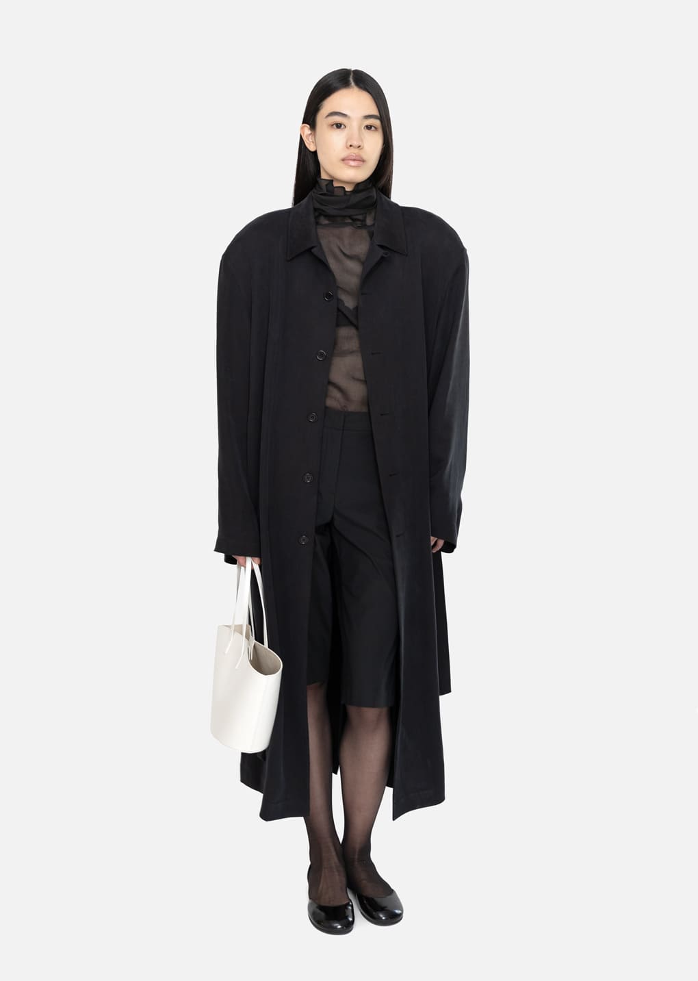 cupro oversize trench coat, black