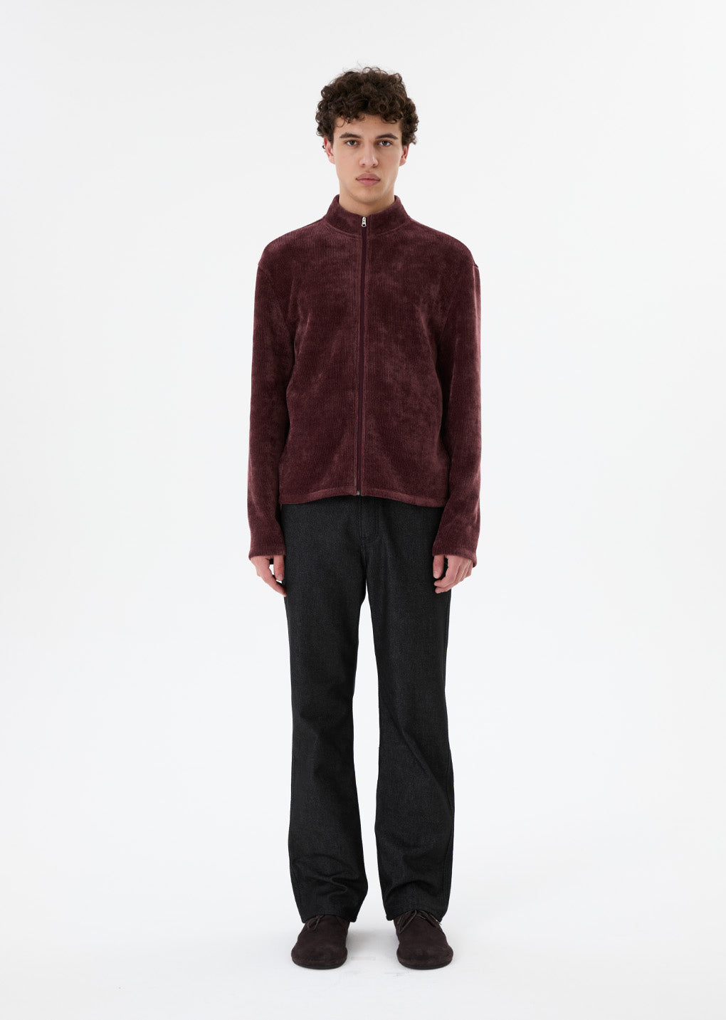 velvet zip up jumper, burgundy