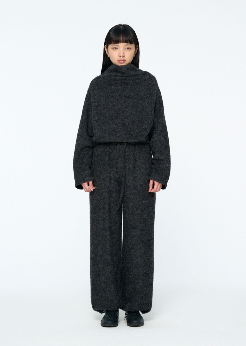 alpaca banding pants, charcoal hover