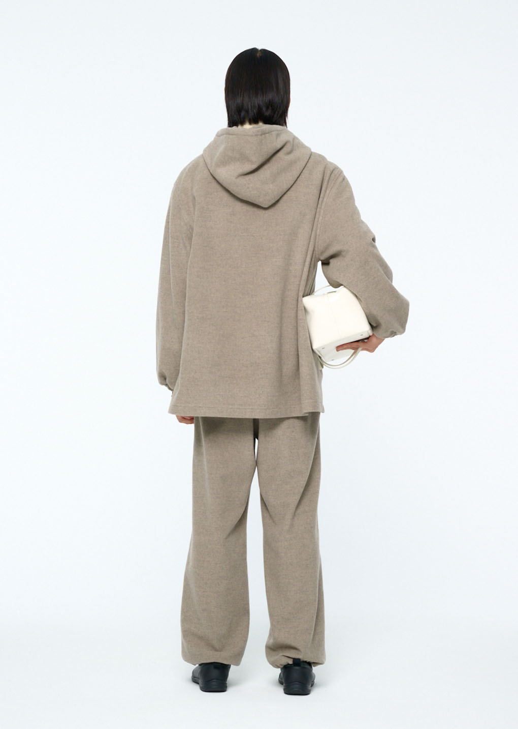 wool zip up poncho, grey