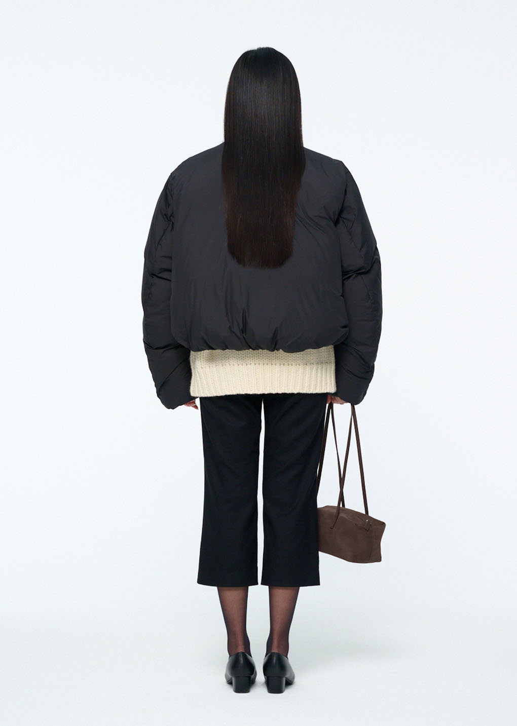 cropped down puffer, black