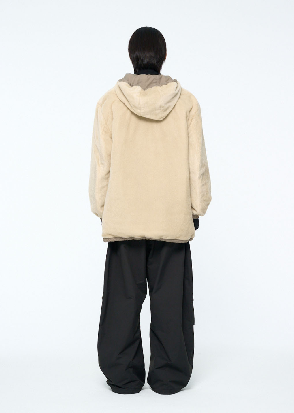 nylon reversible padded poncho, beige