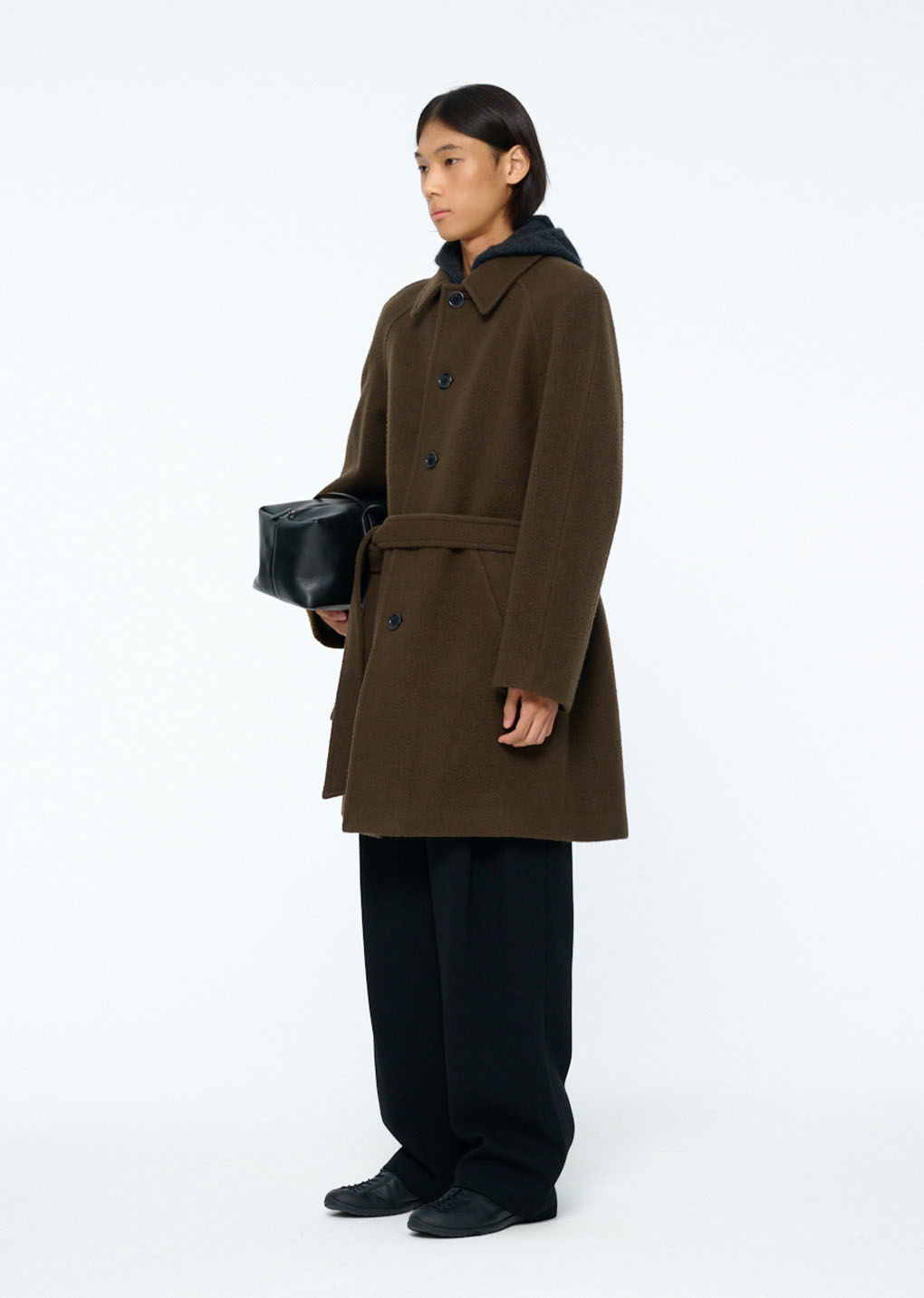 mens raglan coat, brown