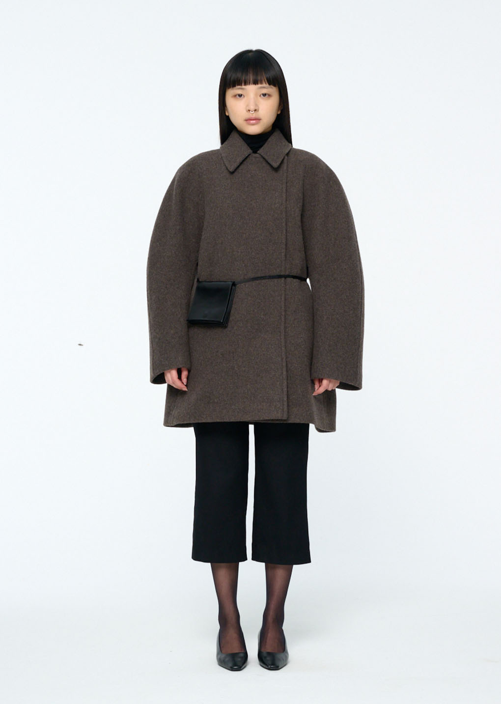 round shape coat, brown