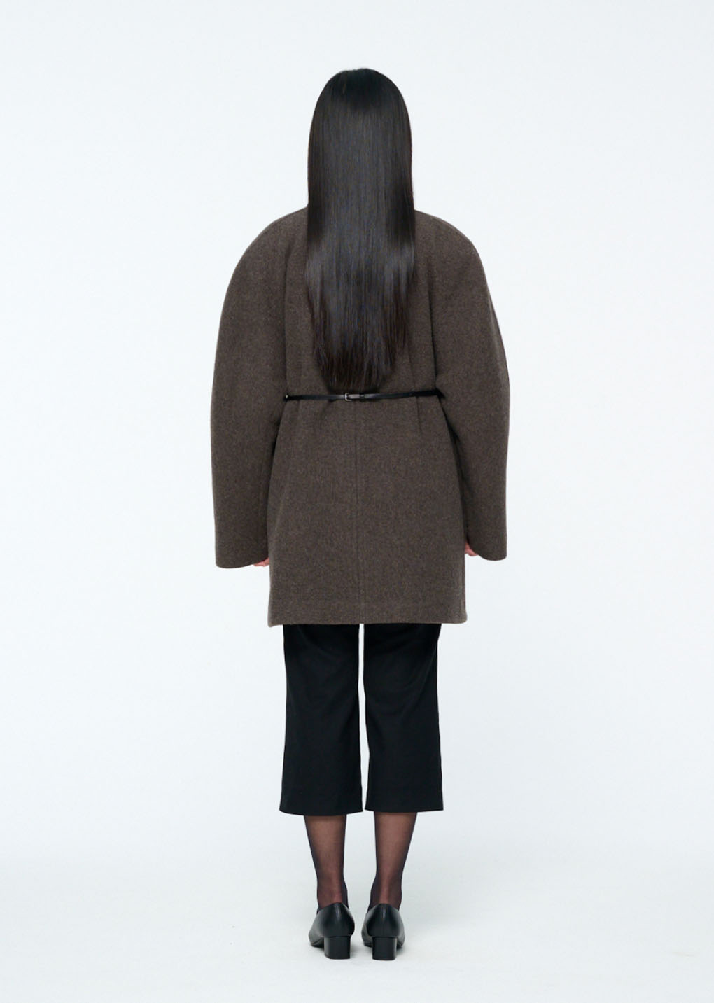 round shape coat, brown