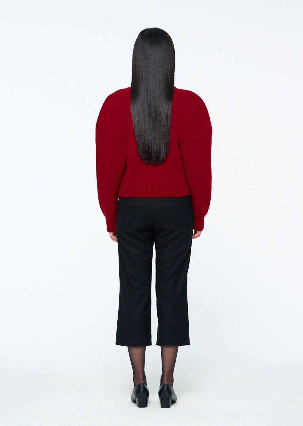 cut out rounded cardigan, red