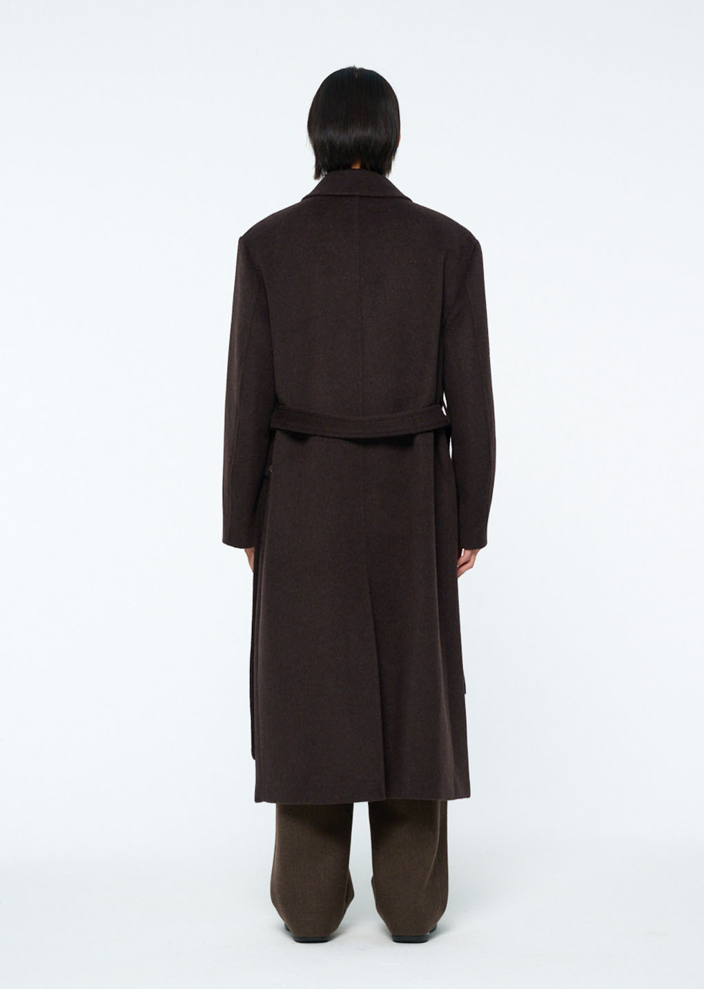 mens single breasted long coat, dark brown