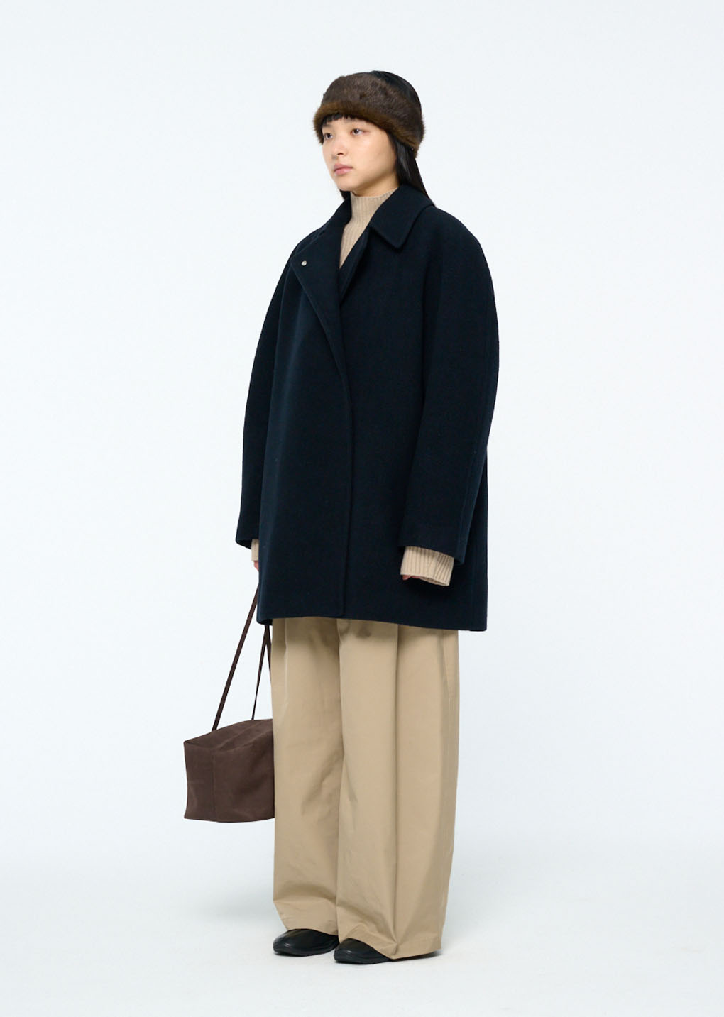 round shape coat, navy