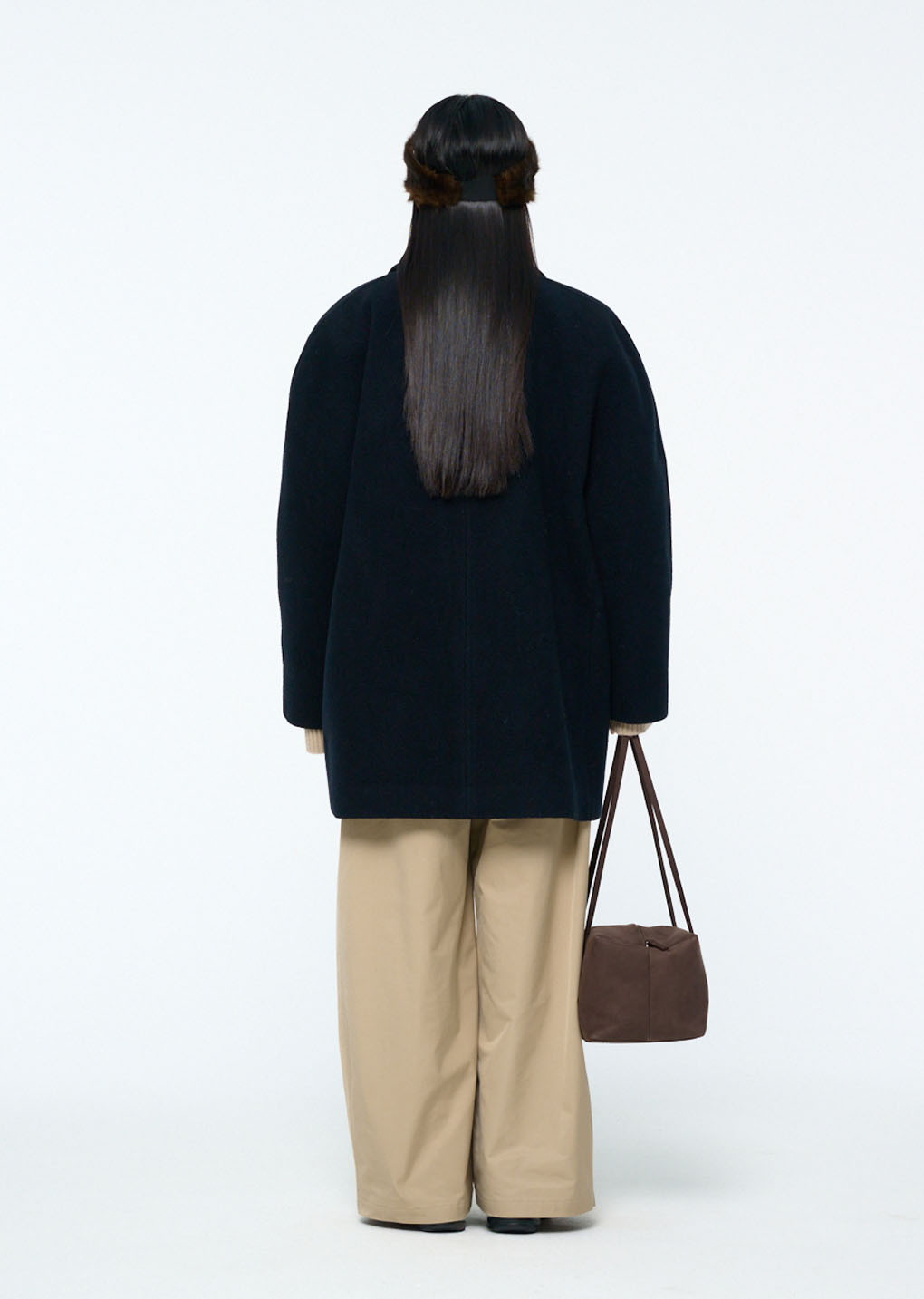 round shape coat, navy