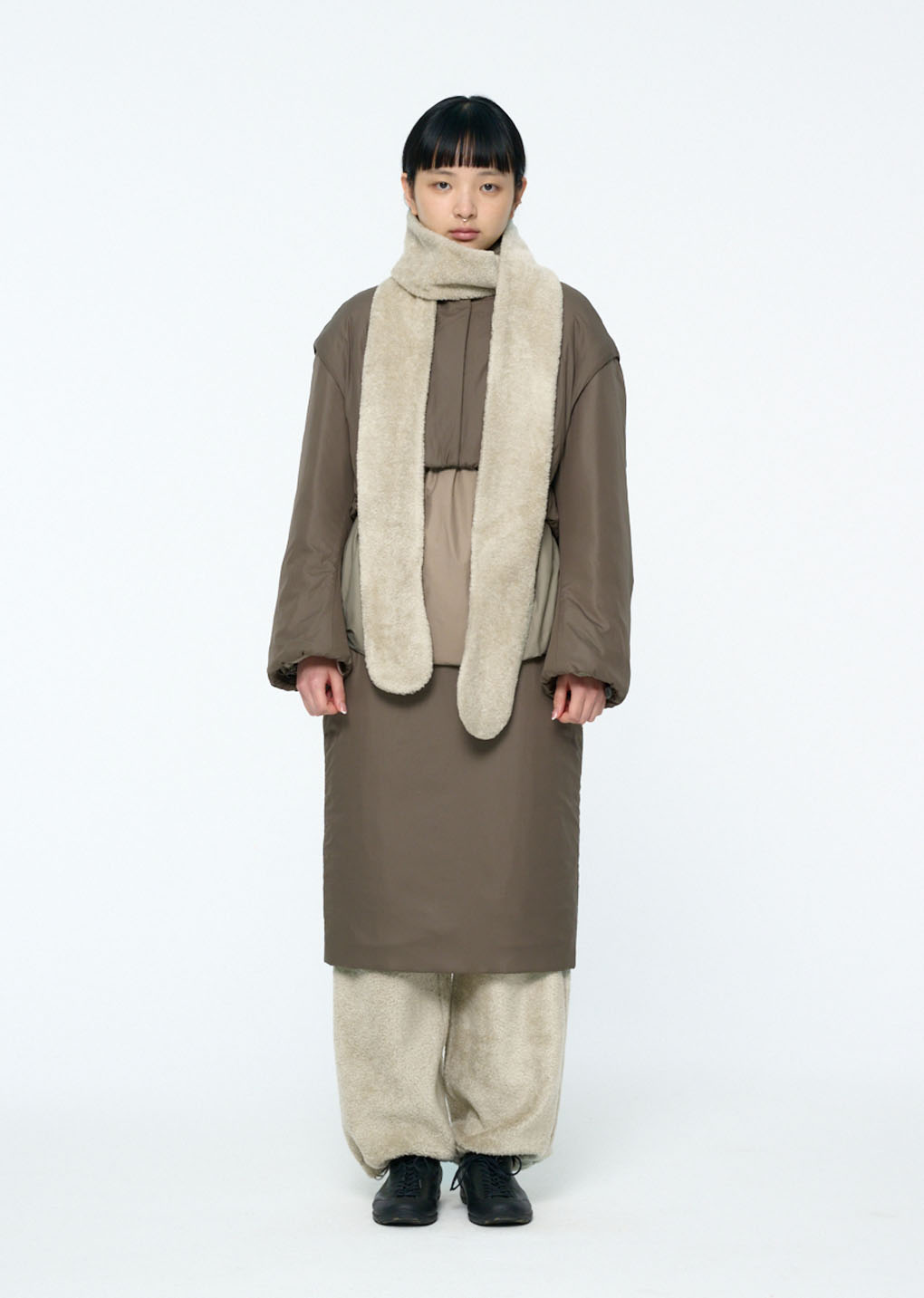 fluffy glove scarf, grey