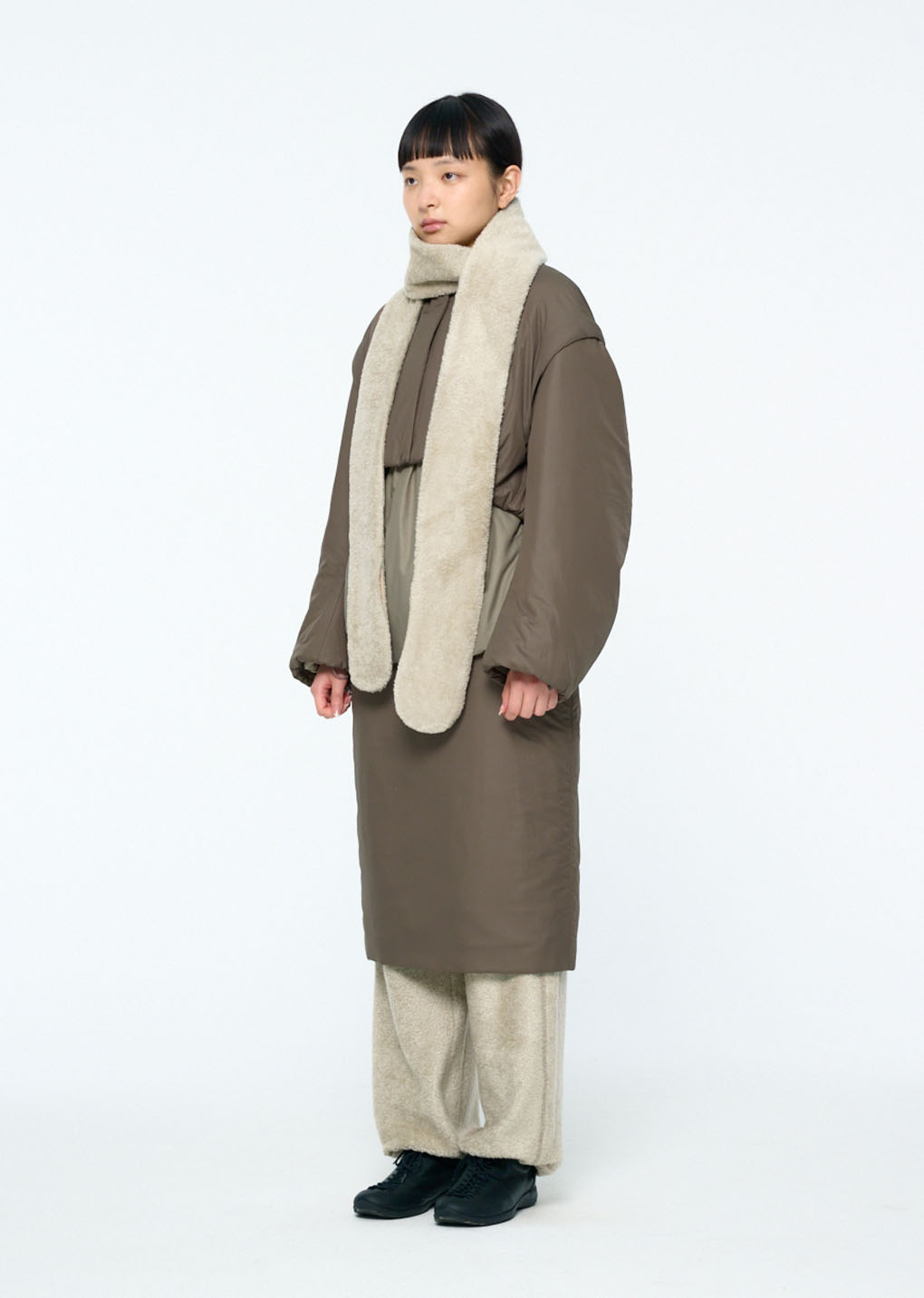 fluffy glove scarf, grey