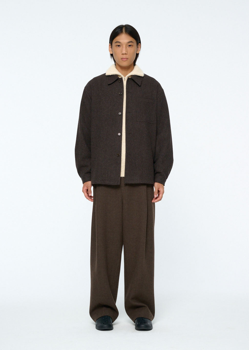 wool shirts, dark brown