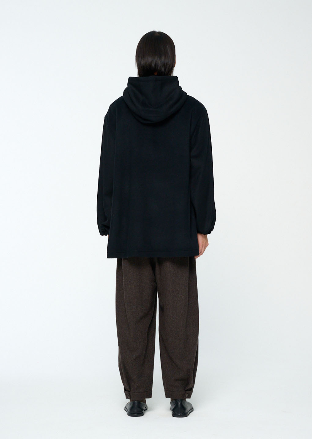 wool zip up poncho, black