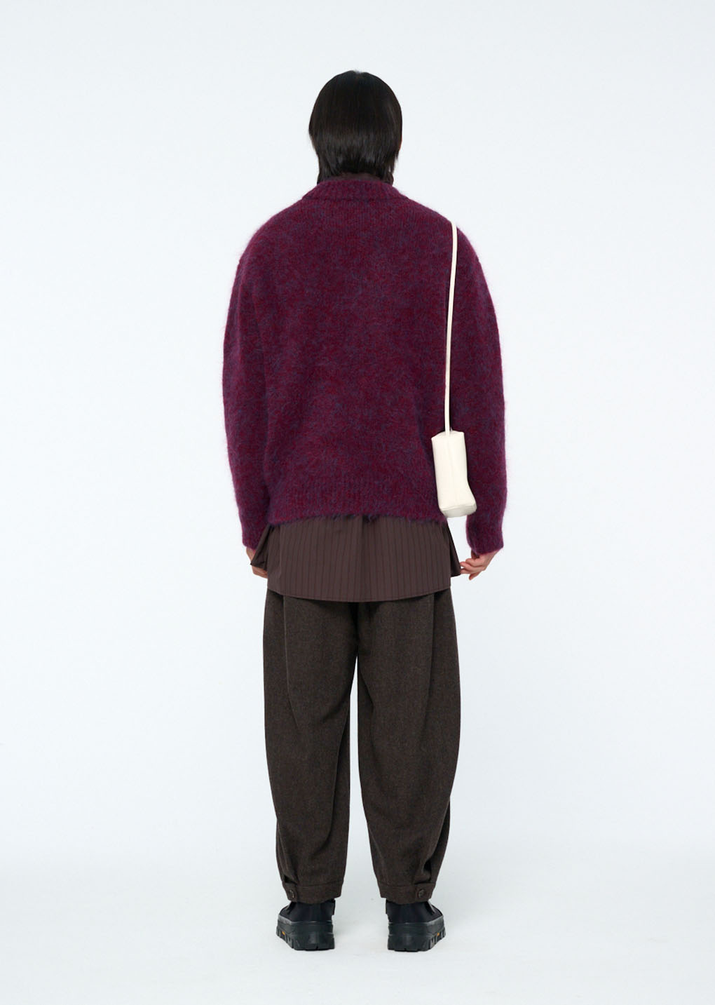 hairy rounded pullover, burgundy