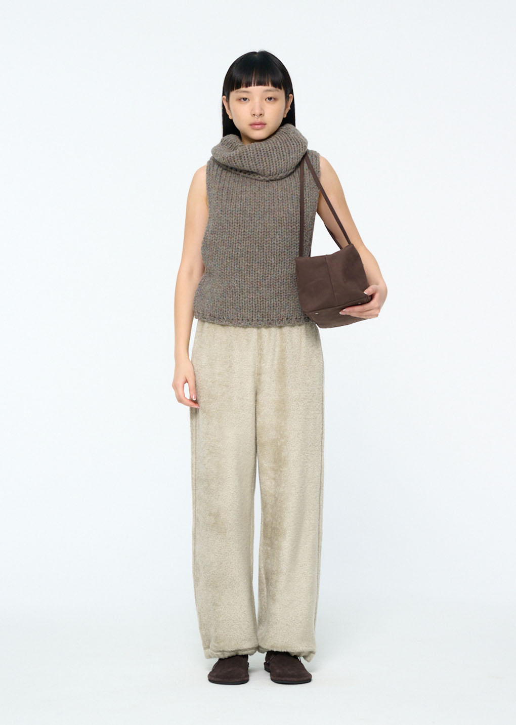 hand knitted vest, grey